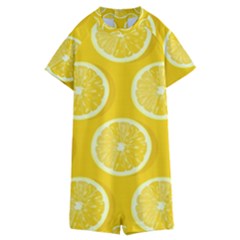 Lemon-fruits-slice-seamless-pattern Kids  Boyleg Half Suit Swimwear by Salman4z