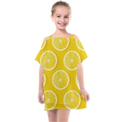 Lemon-fruits-slice-seamless-pattern Kids  One Piece Chiffon Dress by Salman4z