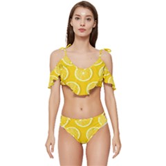 Lemon-fruits-slice-seamless-pattern Ruffle Edge Tie Up Bikini Set	 by Salman4z