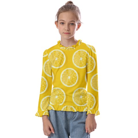 Lemon-fruits-slice-seamless-pattern Kids  Frill Detail Tee by Salman4z