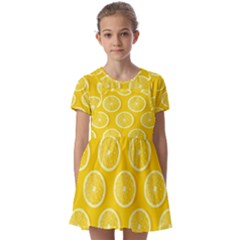 Lemon-fruits-slice-seamless-pattern Kids  Short Sleeve Pinafore Style Dress by Salman4z