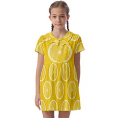 Lemon-fruits-slice-seamless-pattern Kids  Asymmetric Collar Dress by Salman4z