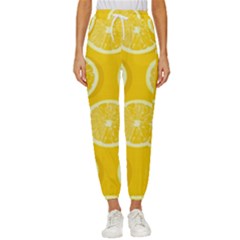 Lemon-fruits-slice-seamless-pattern Women s Cropped Drawstring Pants by Salman4z