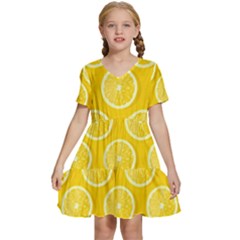 Lemon-fruits-slice-seamless-pattern Kids  Short Sleeve Tiered Mini Dress by Salman4z