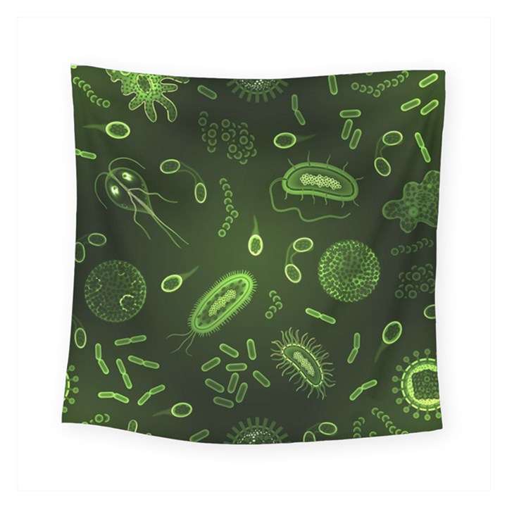 Bacteria-virus-seamless-pattern-inversion Square Tapestry (Small)