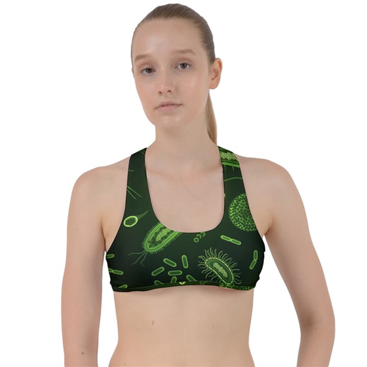 Bacteria-virus-seamless-pattern-inversion Criss Cross Racerback Sports Bra