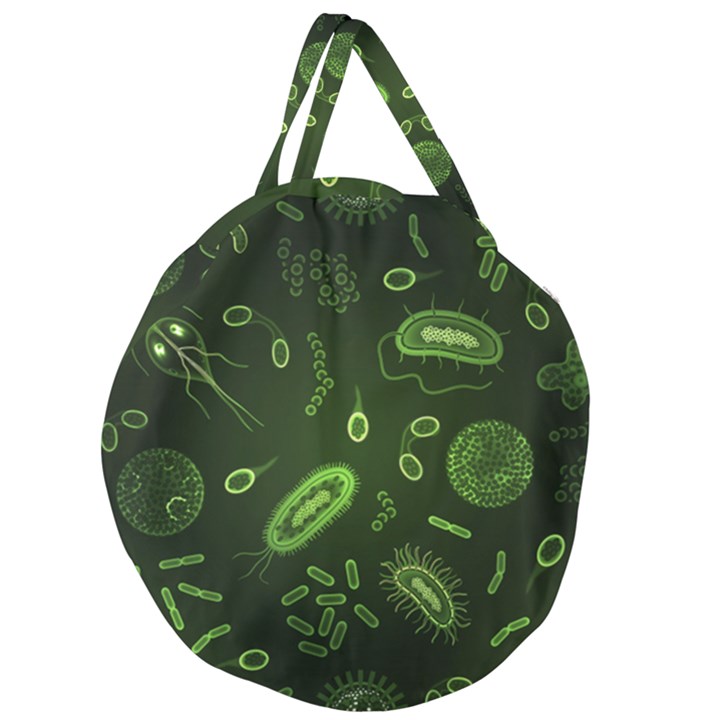 Bacteria-virus-seamless-pattern-inversion Giant Round Zipper Tote