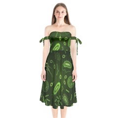 Bacteria-virus-seamless-pattern-inversion Shoulder Tie Bardot Midi Dress by Salman4z