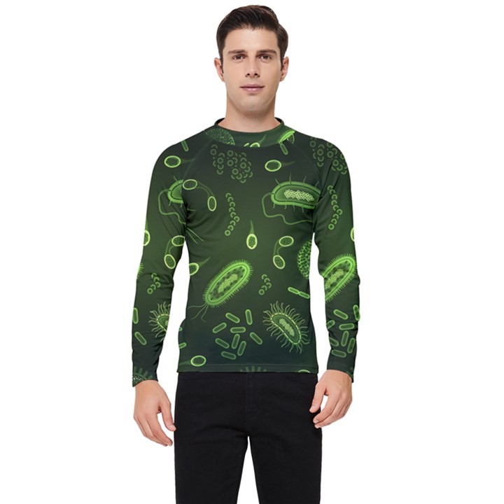 Bacteria-virus-seamless-pattern-inversion Men s Long Sleeve Rash Guard