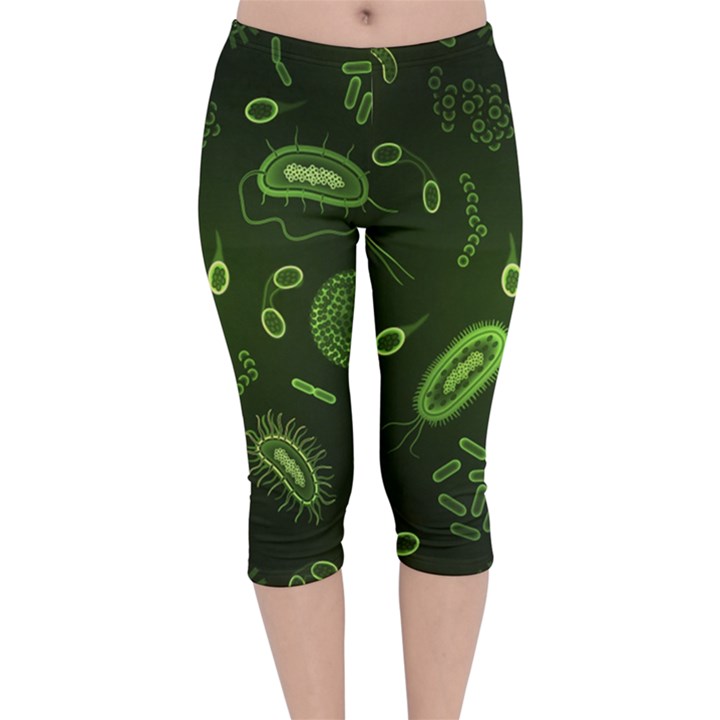 Bacteria-virus-seamless-pattern-inversion Velvet Capri Leggings 