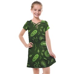 Bacteria-virus-seamless-pattern-inversion Kids  Cross Web Dress by Salman4z