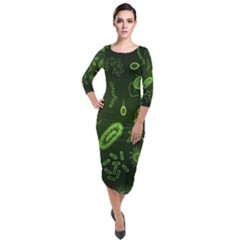 Bacteria-virus-seamless-pattern-inversion Quarter Sleeve Midi Velour Bodycon Dress by Salman4z