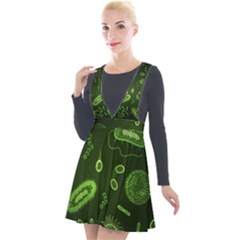 Bacteria-virus-seamless-pattern-inversion Plunge Pinafore Velour Dress by Salman4z