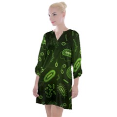 Bacteria-virus-seamless-pattern-inversion Open Neck Shift Dress by Salman4z