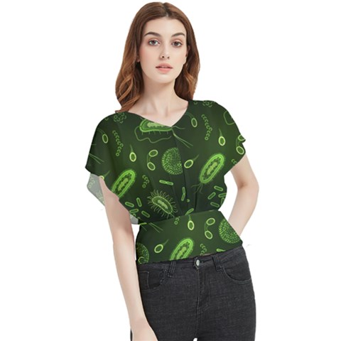 Bacteria-virus-seamless-pattern-inversion Butterfly Chiffon Blouse by Salman4z