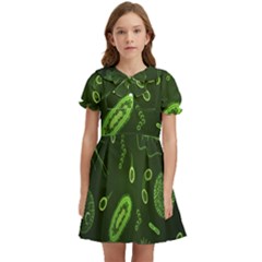 Bacteria-virus-seamless-pattern-inversion Kids  Bow Tie Puff Sleeve Dress by Salman4z