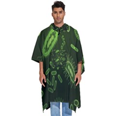 Bacteria-virus-seamless-pattern-inversion Men s Hooded Rain Ponchos