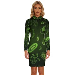 Bacteria-virus-seamless-pattern-inversion Long Sleeve Shirt Collar Bodycon Dress by Salman4z