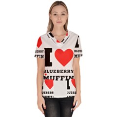 I Love Blueberry Muffin Women s V-neck Scrub Top by ilovewhateva