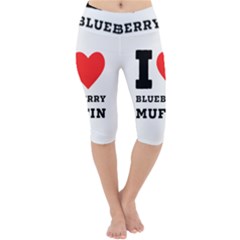 I Love Blueberry Muffin Lightweight Velour Cropped Yoga Leggings by ilovewhateva