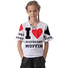 I Love Blueberry Muffin Kids  V-neck Horn Sleeve Blouse by ilovewhateva