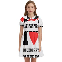 I Love Blueberry Muffin Kids  Bow Tie Puff Sleeve Dress by ilovewhateva