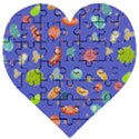 Virus-seamless-pattern Wooden Puzzle Heart View1