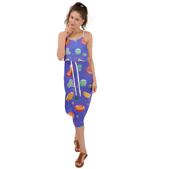 Virus-seamless-pattern Waist Tie Cover Up Chiffon Dress