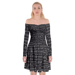 Math-equations-formulas-pattern Off Shoulder Skater Dress by Salman4z