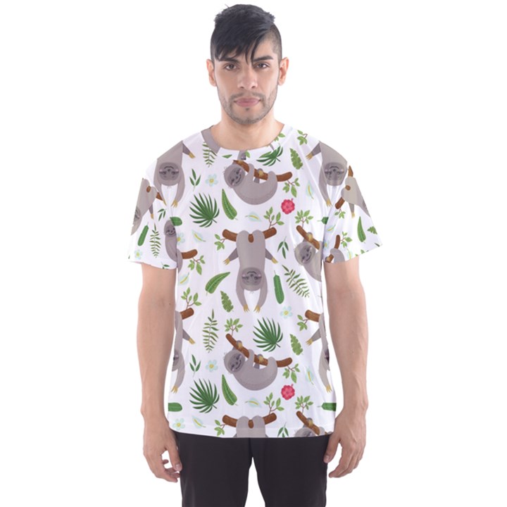 Seamless-pattern-with-cute-sloths Men s Sport Mesh Tee