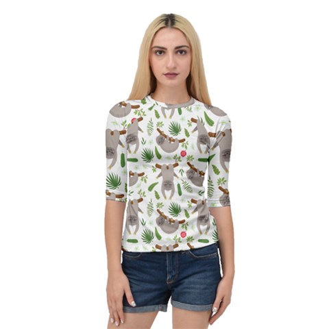 Seamless-pattern-with-cute-sloths Quarter Sleeve Raglan Tee by Salman4z