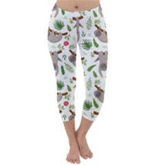 Seamless-pattern-with-cute-sloths Capri Winter Leggings  by Salman4z