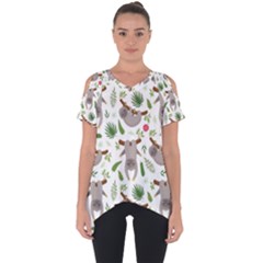 Seamless-pattern-with-cute-sloths Cut Out Side Drop Tee by Salman4z