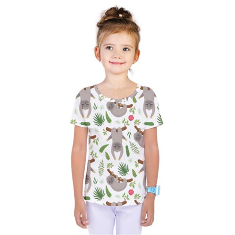 Seamless-pattern-with-cute-sloths Kids  One Piece Tee by Salman4z