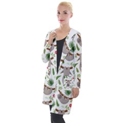 Seamless-pattern-with-cute-sloths Hooded Pocket Cardigan by Salman4z