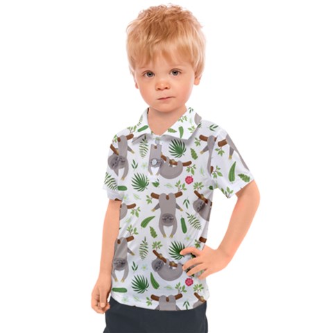 Seamless-pattern-with-cute-sloths Kids  Polo Tee by Salman4z