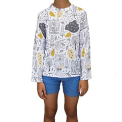 Doodle-seamless-pattern-with-autumn-elements Kids  Long Sleeve Swimwear by Salman4z