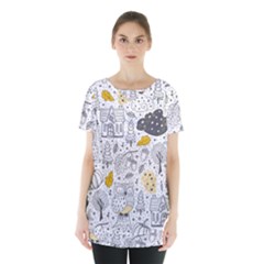 Doodle-seamless-pattern-with-autumn-elements Skirt Hem Sports Top by Salman4z