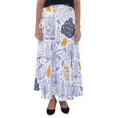 Doodle-seamless-pattern-with-autumn-elements Flared Maxi Skirt