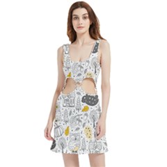 Doodle-seamless-pattern-with-autumn-elements Velour Cutout Dress by Salman4z