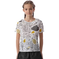 Doodle-seamless-pattern-with-autumn-elements Kids  Frill Chiffon Blouse by Salman4z