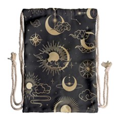 Asian-seamless-pattern-with-clouds-moon-sun-stars-vector-collection-oriental-chinese-japanese-korean Drawstring Bag (large) by Salman4z