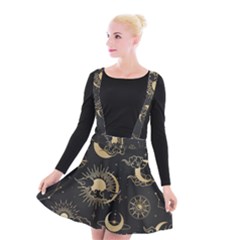 Asian-seamless-pattern-with-clouds-moon-sun-stars-vector-collection-oriental-chinese-japanese-korean Suspender Skater Skirt by Salman4z