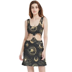 Asian-seamless-pattern-with-clouds-moon-sun-stars-vector-collection-oriental-chinese-japanese-korean Velour Cutout Dress by Salman4z