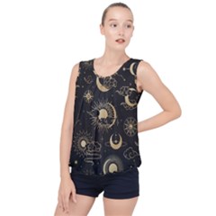 Asian-seamless-pattern-with-clouds-moon-sun-stars-vector-collection-oriental-chinese-japanese-korean Bubble Hem Chiffon Tank Top by Salman4z