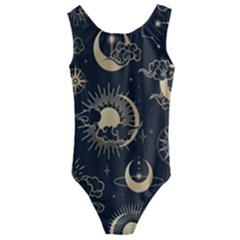 Asian-seamless-pattern-with-clouds-moon-sun-stars-vector-collection-oriental-chinese-japanese-korean Kids  Cut-out Back One Piece Swimsuit by Salman4z