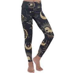 Asian-seamless-pattern-with-clouds-moon-sun-stars-vector-collection-oriental-chinese-japanese-korean Kids  Lightweight Velour Classic Yoga Leggings