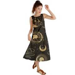 Asian-seamless-pattern-with-clouds-moon-sun-stars-vector-collection-oriental-chinese-japanese-korean Summer Maxi Dress by Salman4z