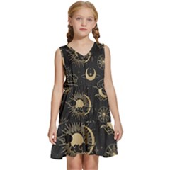 Asian-seamless-pattern-with-clouds-moon-sun-stars-vector-collection-oriental-chinese-japanese-korean Kids  Sleeveless Tiered Mini Dress by Salman4z