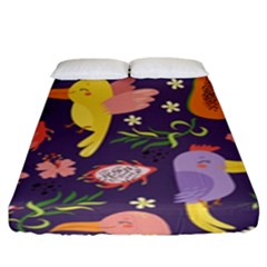 Exotic-seamless-pattern-with-parrots-fruits Fitted Sheet (king Size) by Salman4z